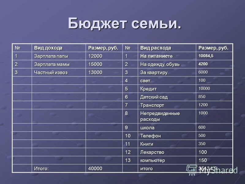 Что такое семейный бюджет и как его вести?