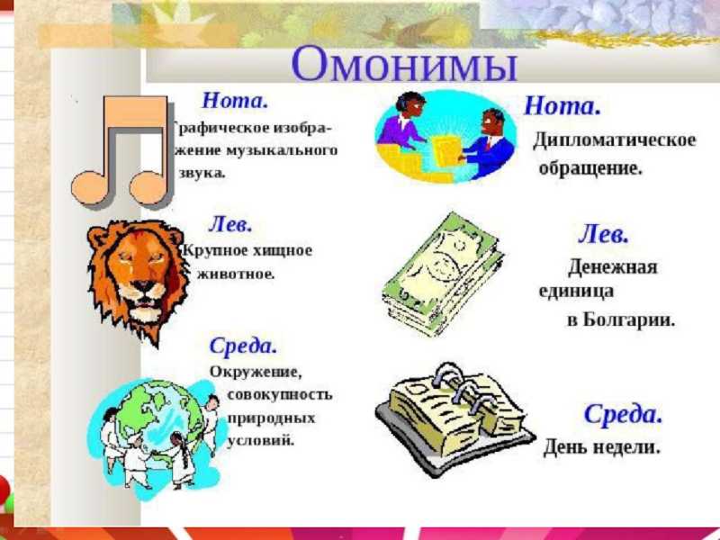 Одинаковые слова с разным лексическим значением