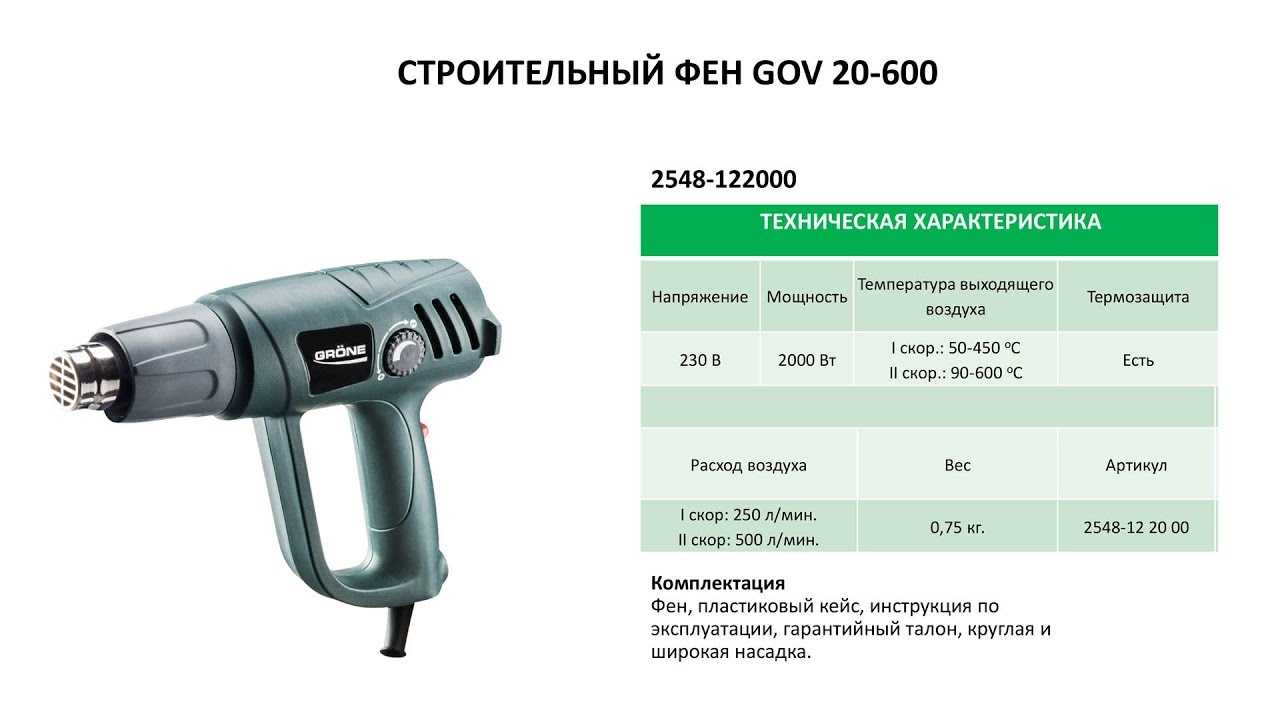 Мощность и напряжение фена